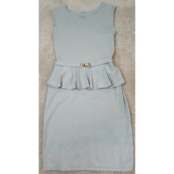 LRL Ralph Lauren ~Woman Size L~ Light Gray Sleeveless Peplum Waist Pull-On Dress - Picture 12 of 12
